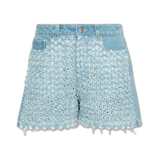 Denim Shorts With Crochet Detail