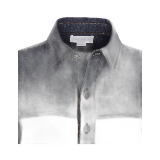 Denim And Lace Trimmed Shirt