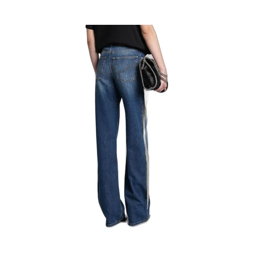 Wide-Leg Jeans With Crystal Fringe