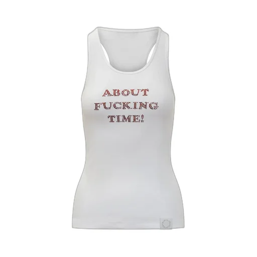 Ribbed Tank Top With Rhinestone Graphic