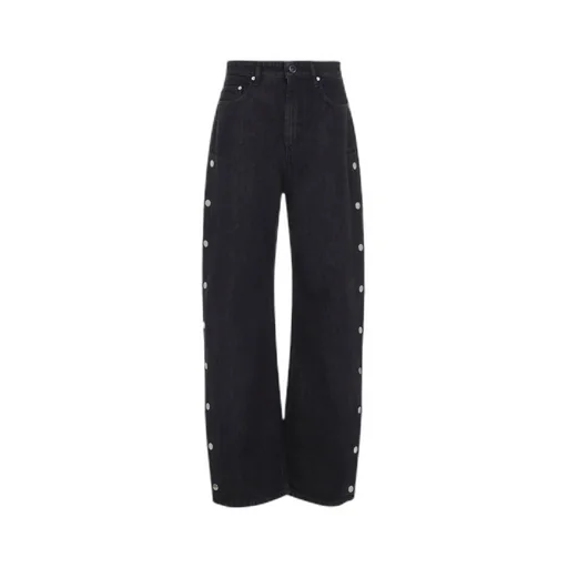 Wide-Leg Jeans With Snap Button Detailing