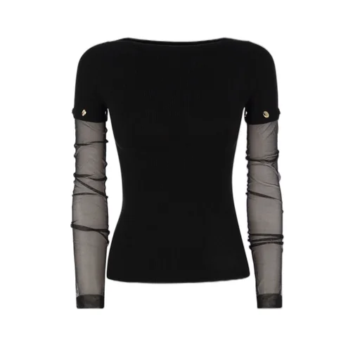 Long Sleeve Top With Mesh Sleeves