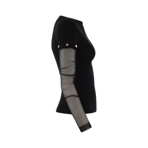 Long Sleeve Top With Mesh Sleeves