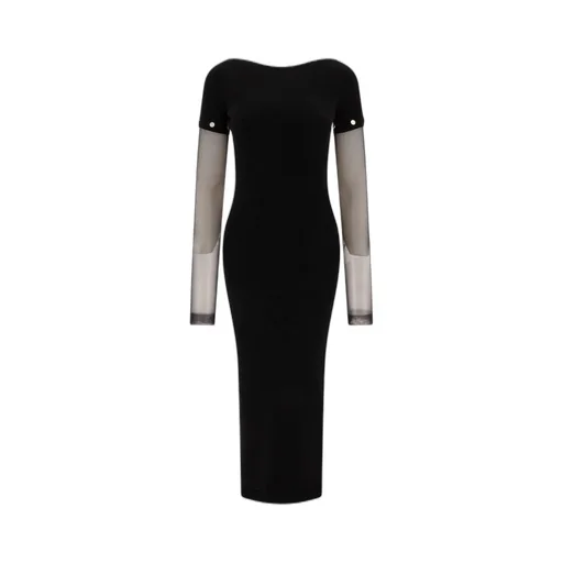 Midi Dress With Sheer Sleeves