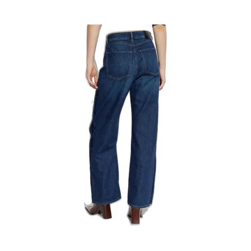 High-Waisted Wide-Leg Jeans With Snap Button Closure