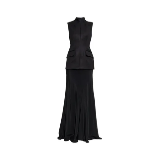 Sleeveless High-Neck Jacket Dress