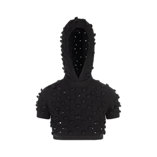 Cropped Hoodie With Appliqué