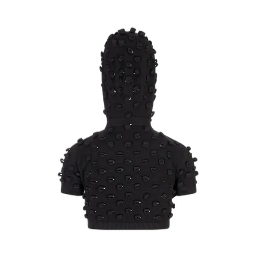 Cropped Hoodie With Appliqué