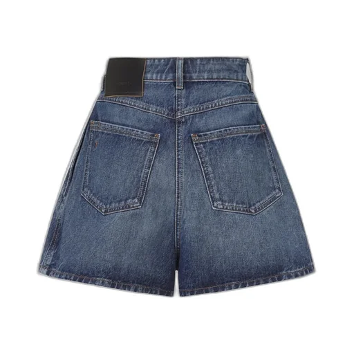 Pleated Denim Shorts
