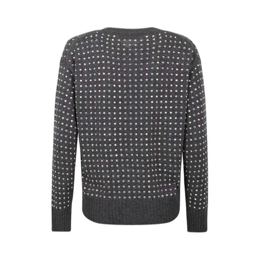 V-Neck Sweater With Allover Rhinestones