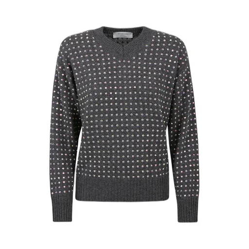 V-Neck Sweater With Allover Rhinestones