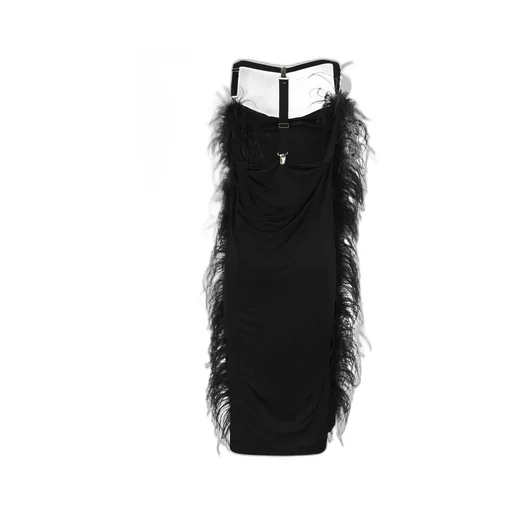 Feather Trimmed Slip Dress