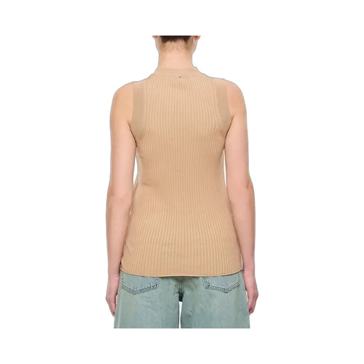 Ribbed Mock Neck Sleeveless Top