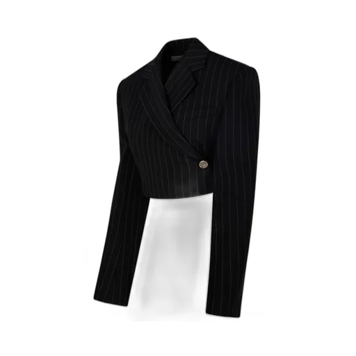 Cropped Pinstripe Blazer