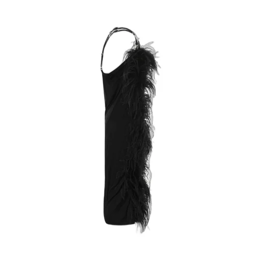 Feather Trimmed Slip Dress