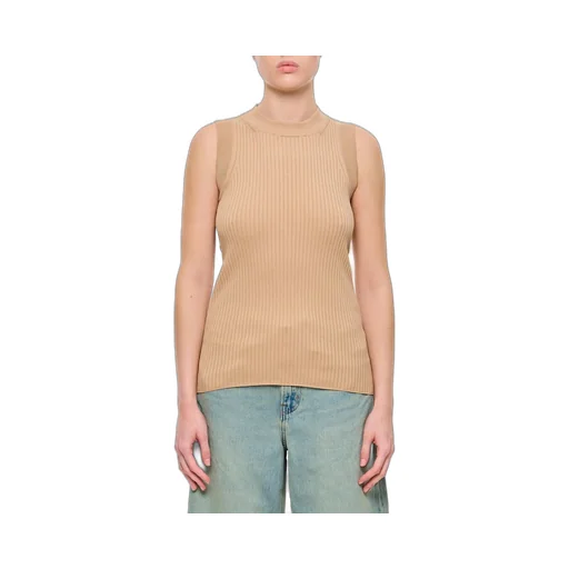 Ribbed Mock Neck Sleeveless Top