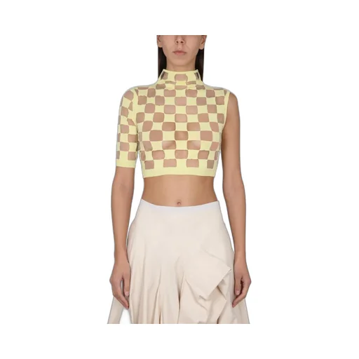 Checkerboard Knit Crop Top