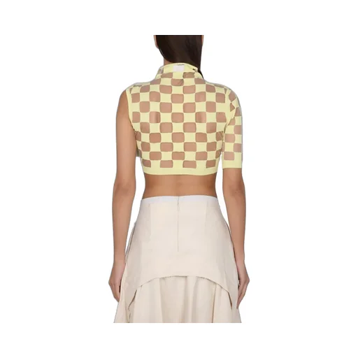 Checkerboard Knit Crop Top
