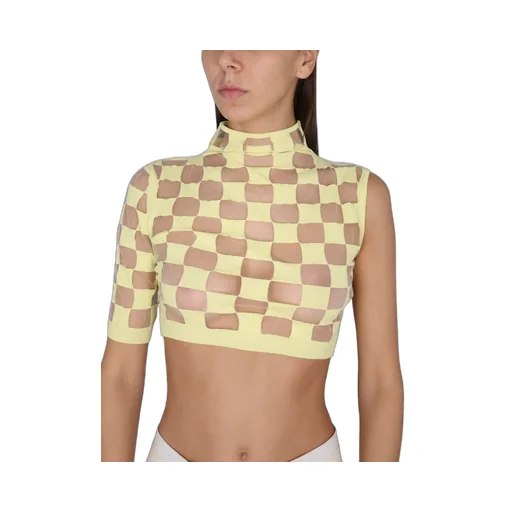 Checkerboard Knit Crop Top