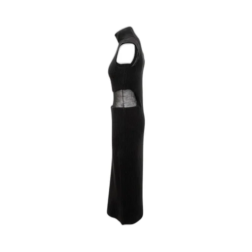 Ribbed Turtleneck Dress With Cut-Outs