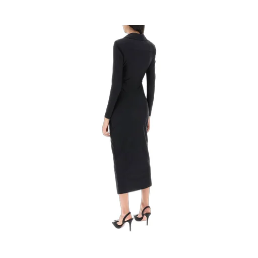 Ruched Button-Front Midi Dress