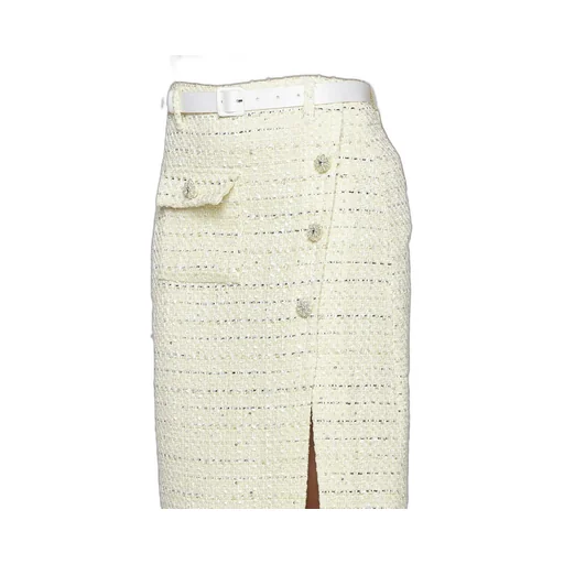 Tweed Midi Skirt With Belt