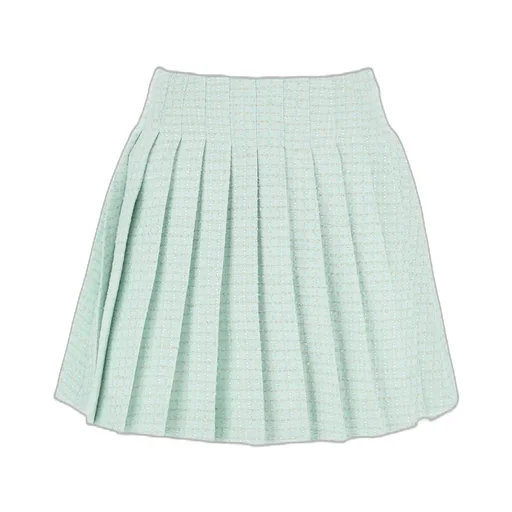 Pleated Tweed Mini Skirt