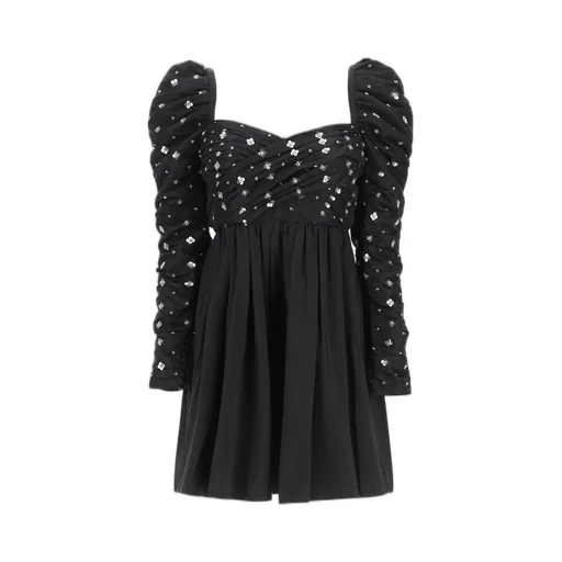 Dress With Puff Sleeves And Floral Sequins