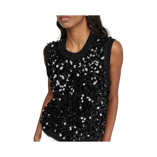 Sleeveless Sequin Embellished Knit Top
