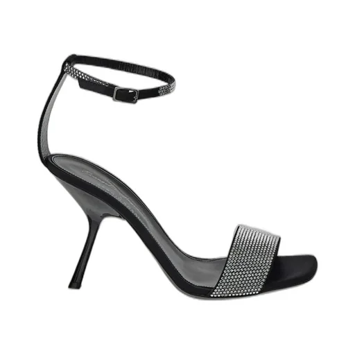 Crystal-Embellished Ankle Strap Sandal