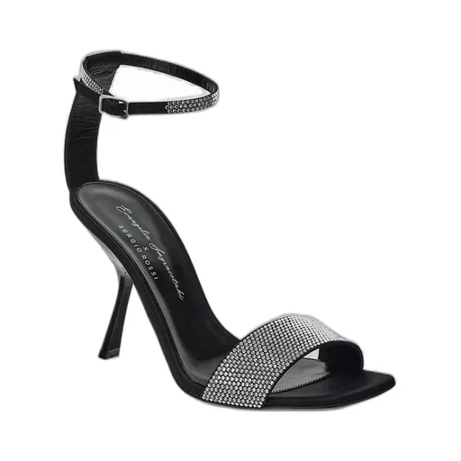 Crystal-Embellished Ankle Strap Sandal