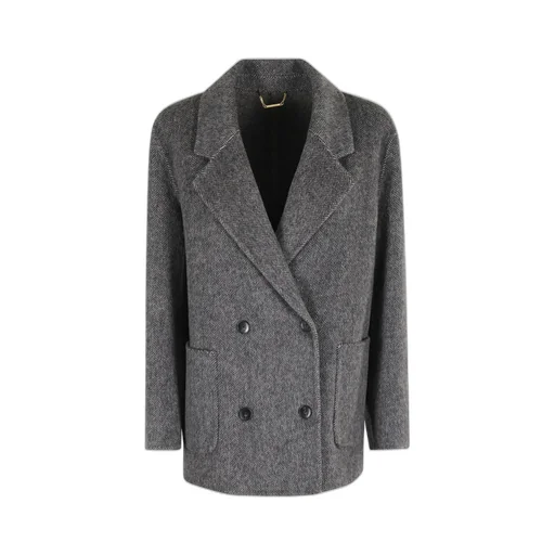 Double-Breasted Herringbone Coat