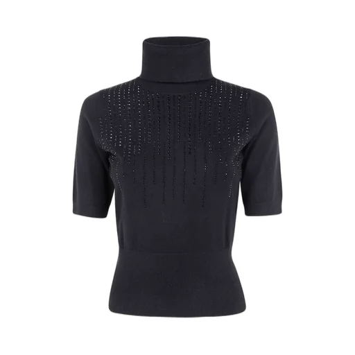 Turtleneck Sweater With Rhinestone Embellishment