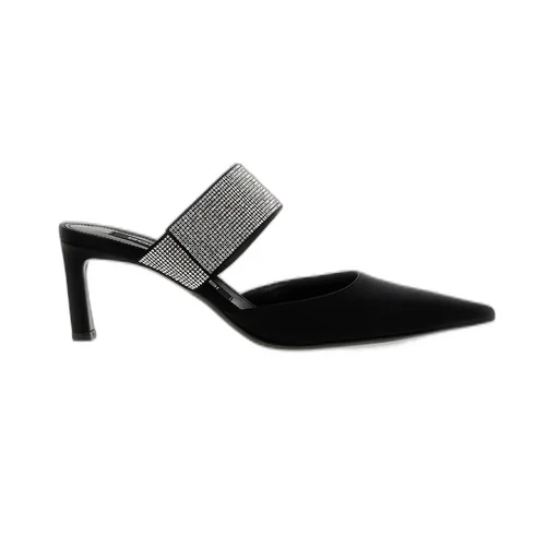 Mules With Crystal-Embellished Strap