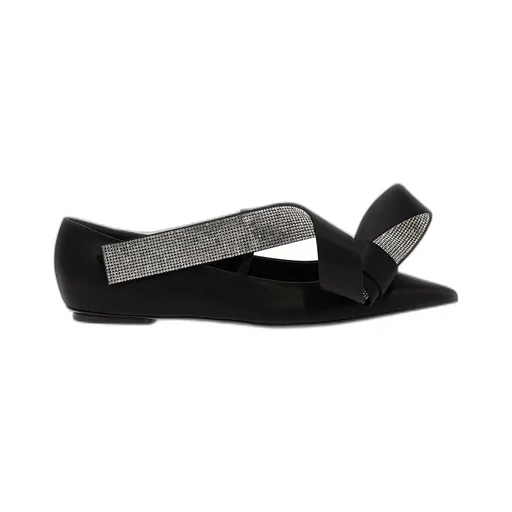 Ballet Flats With Bow And Rhinestones