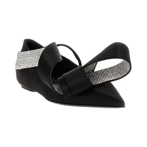 Ballet Flats With Bow And Rhinestones