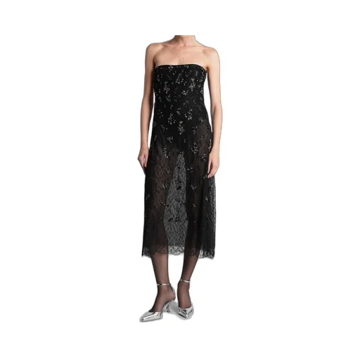 Strapless Embellished Lace Dress