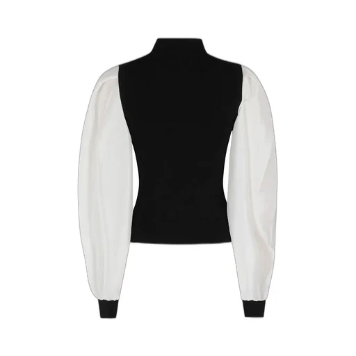 Mock Neck Top With Balloon Sleeves