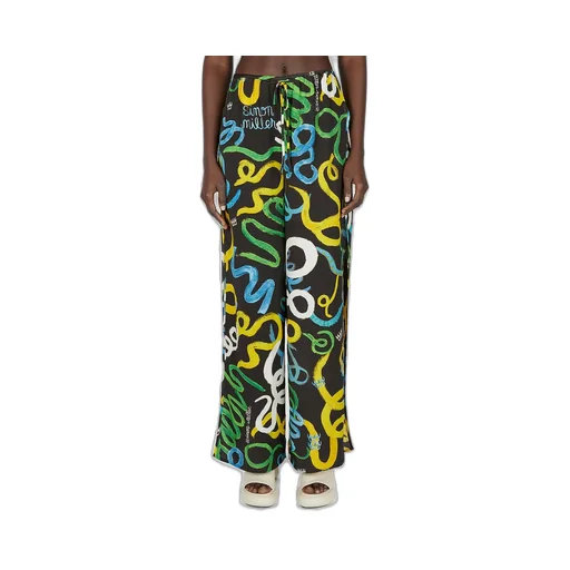 Printed Wide-Leg Trousers