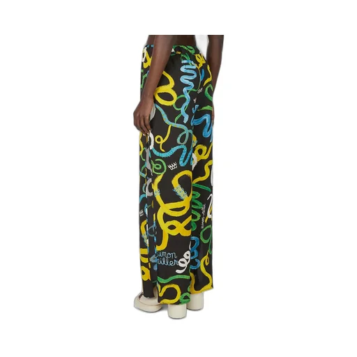 Printed Wide-Leg Trousers