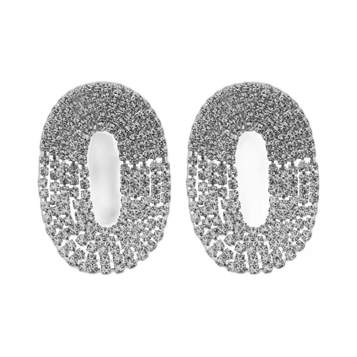 Oval Crystal Drop Earrings