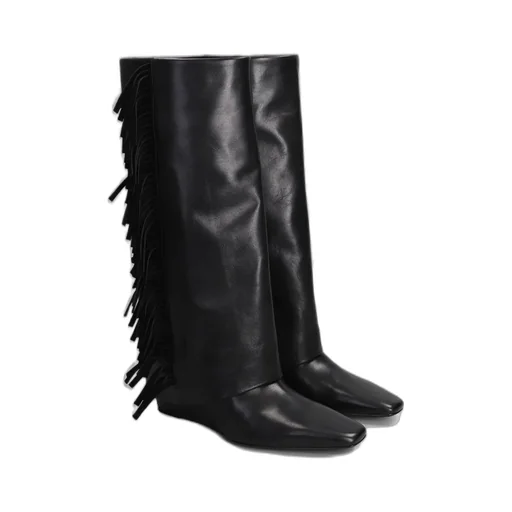 Knee-High Boots With Fringe