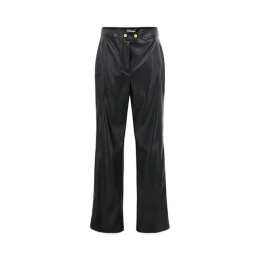 High-Waisted Faux Leather Trousers