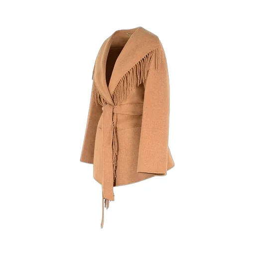 Wool Blend Coat With Fringe