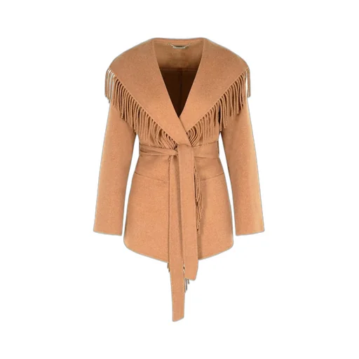 Wool Blend Coat With Fringe