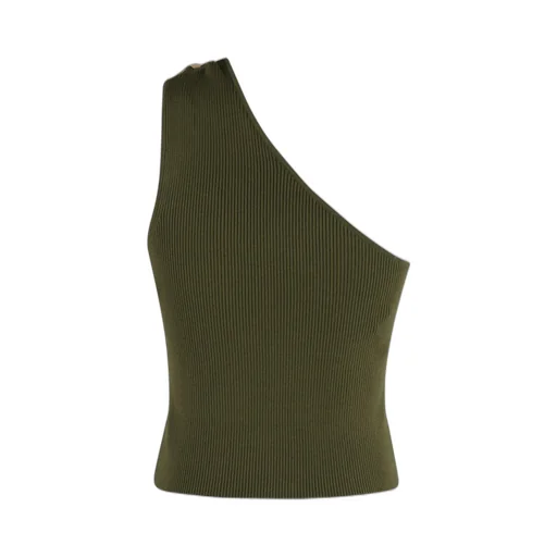 One-Shoulder Ribbed Knit Top