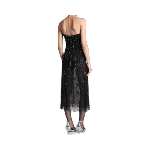 Strapless Embellished Lace Dress