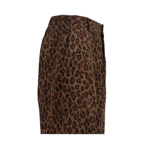 High-Waisted Leopard Print Corduroy Trousers