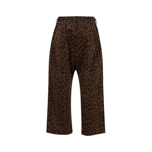 High-Waisted Leopard Print Corduroy Trousers
