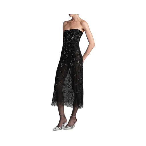 Strapless Embellished Lace Dress